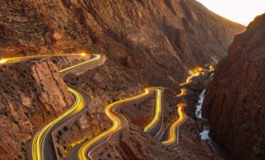 Panoramic view of the dramatic rock formations in Dades Gorge, Morocco