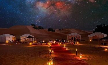 Erg Chebbi golden dunes on the 3-day Tour From Sahara To Fes