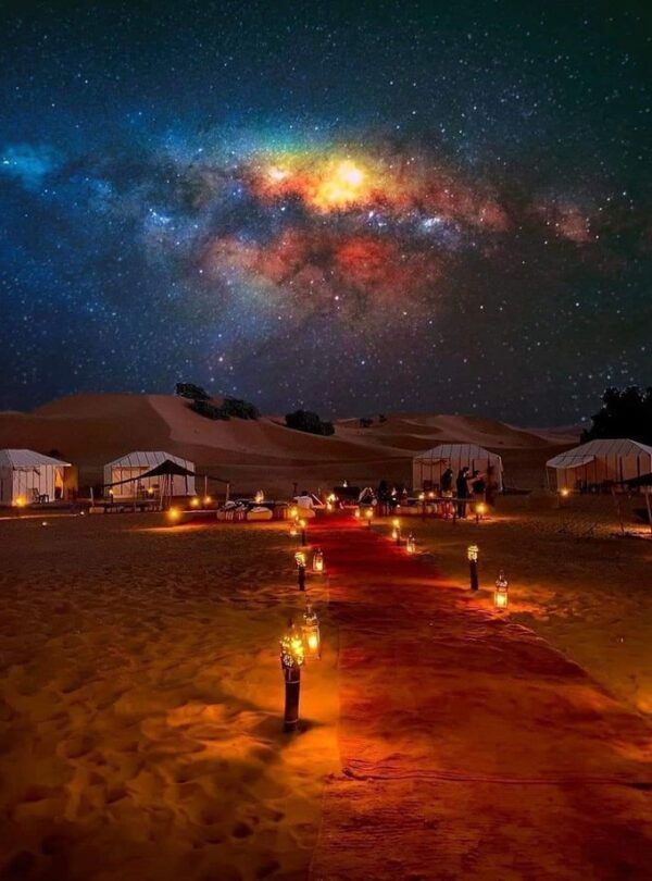 Erg Chebbi golden dunes on the 3-day Tour From Sahara To Fes