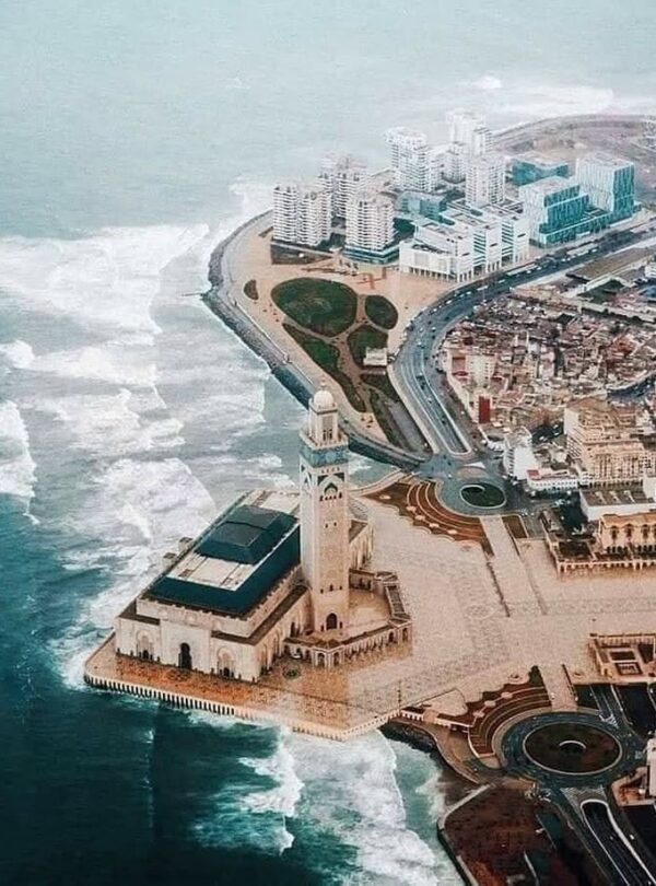 Hassan II Mosque in Casablanca at sunset – starting point of 5-Day Desert Tour